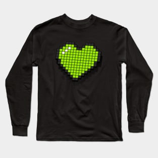 Retro Pixel Heart - Neon Green 3D [Rx-Tp] Long Sleeve T-Shirt